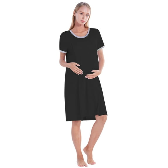 WBQ 3 in 1 Delivery/Labor/Nursing Nightgown Women's Maternity Back Button Down Hospital Gown Sleepwear Side Opening Breastfeeding Sleep Dress S-3XL