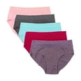 thumbnail image 1 of WBQ 5 Pack Cotton Panties for Women Mid Rise Bikini Underwear Hipster Underpants Lace Briefs S-2XL, 1 of 5