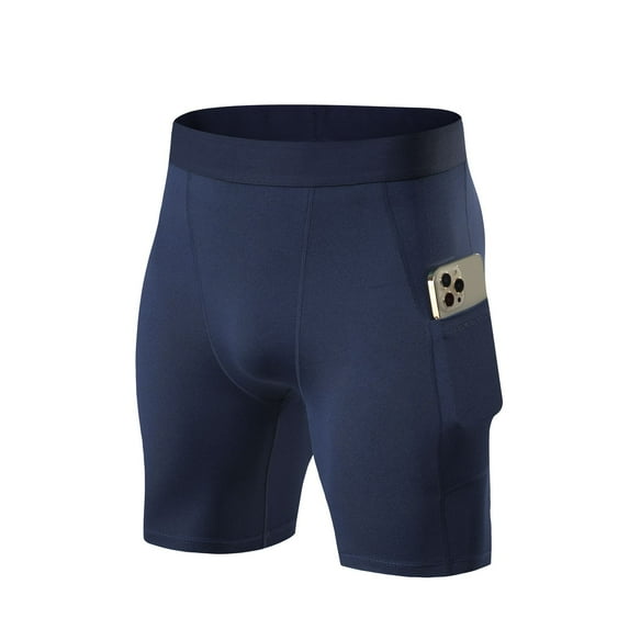 WBQ Compression Shorts Men with Pocket, Spandex Running Shorts Sport Athletic Workout Performance Underwear