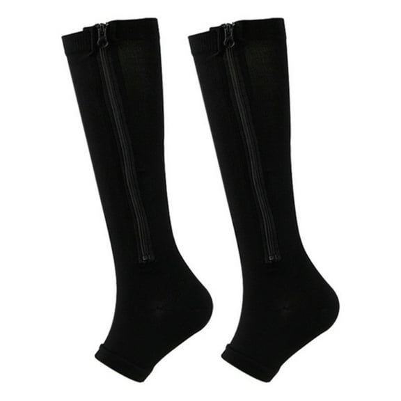 WBQ Compression Socks Thigh with Zipper Exposed Toe Thigh High Compression Stockings, Women Men Swelling Breathable Sports