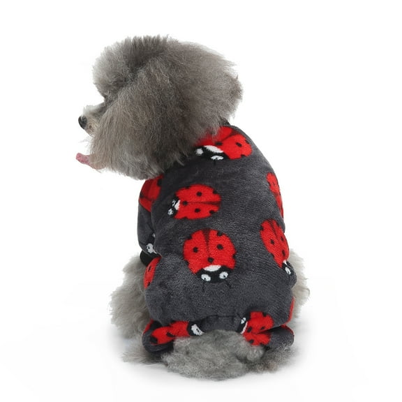 WBQ Dog Fuzzy Pajamas, Pattern Print Velvet Dog Winter Clothes for Small Dogs Boy&Girl, Pet Soft Pajamas Jumpsuit, Cat Apparel