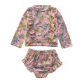 thumbnail image 1 of WBQ Girl's Long Sleeved Floral Split Swimsuit, Princess Style, Sun Protection, Lightweight and Breathable, 3-9 Years Old, 1 of 9
