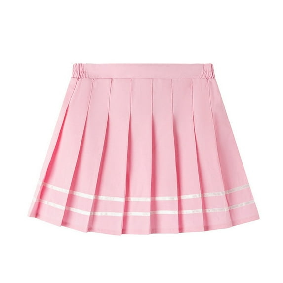 WBQ Girls Pleated Skirt Kids Tennis Elastic Waist Uniform Plaid Skirt 4-14T