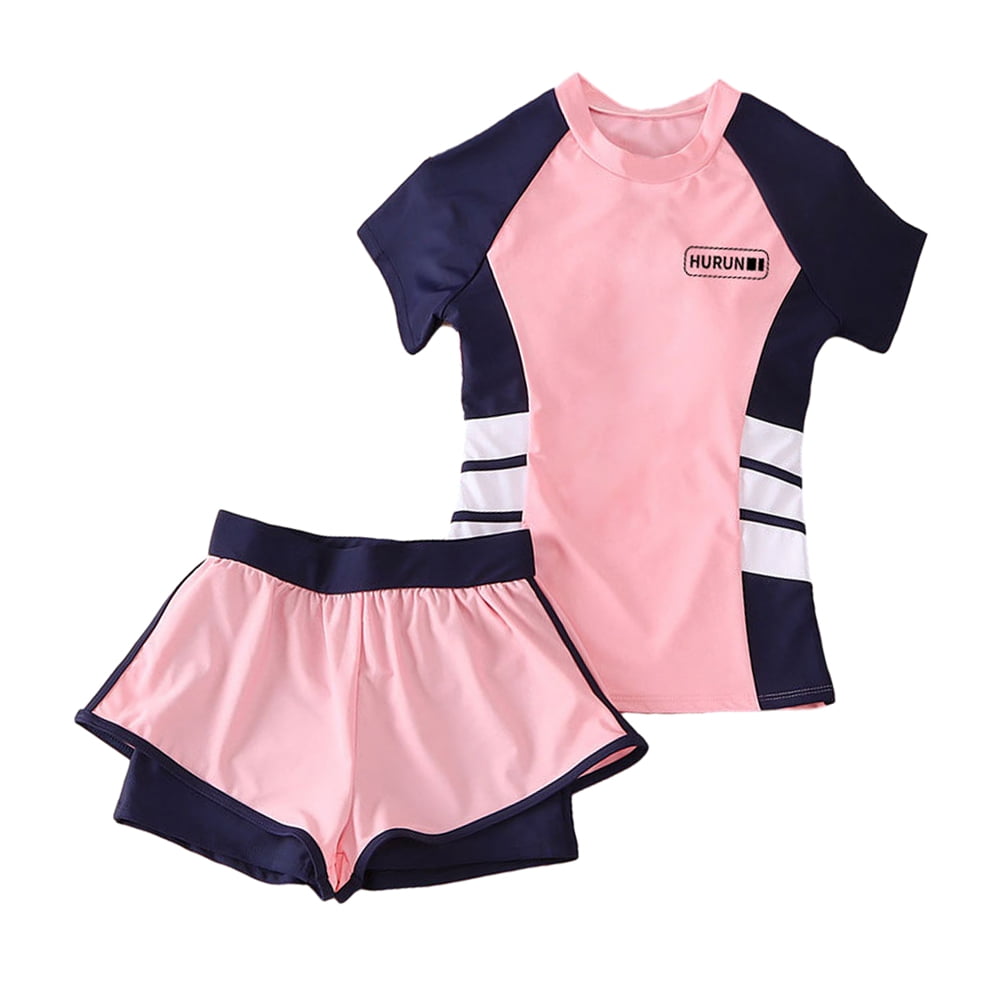 Maillot De Bain Une Pièce Fille - Rayures Colorées Avec Jupette, 2-14 Ans (Polyamide/Spandex)