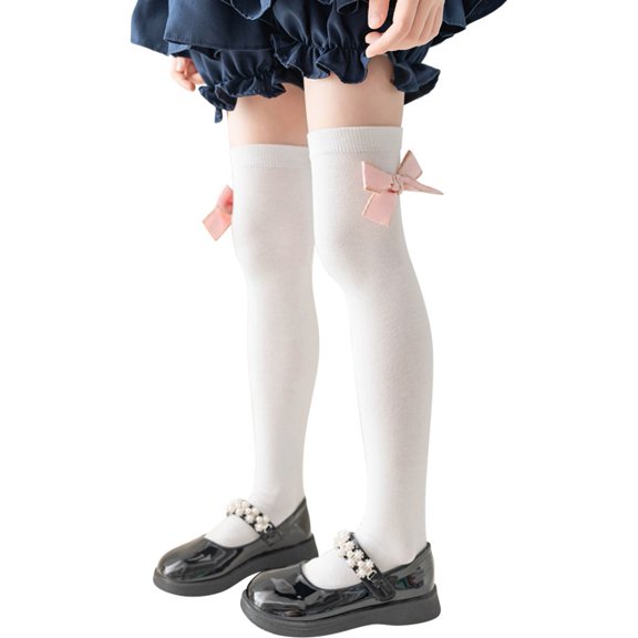 WBQ Girls Thigh High Stockings Over the Knee Socks with Satin Bows