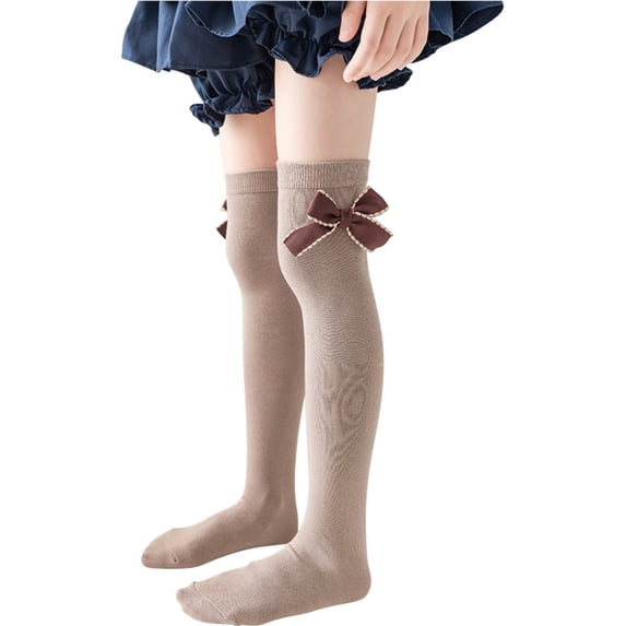 WBQ Girls Thigh High Stockings Over the Knee Socks with Satin Bows
