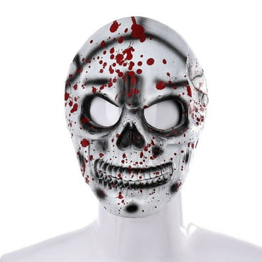 WBQ Halloween Full Head Skull Mask Realistic Human Skeleton Mask Cosplay Party Props 7.5*9.8" White