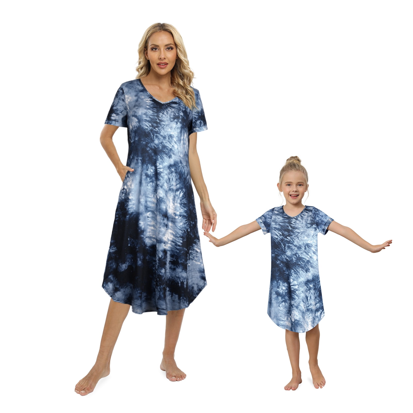 SAYOO Christmas Family Matching Pajamas - Red Striped Mother Daughter Nightgown Dress (Mom & Kids Sizes Available) - View #5