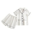 thumbnail image 1 of WBQ Kids Toddler Baby Girl Boy Cotton Pajamas Set Short Sleeve Button Down Pajama Shirt Top+Shorts Bottoms Two Piece Sleepwear Outfits, 1 of 9
