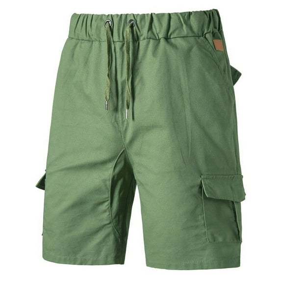 WBQ Men's Cargo Shorts Lightweight Slim-Fit Flat-Front Draw-string Authentics Lightweight Ripstop Fishing Hiking Casual Shorts with Multi Pockets