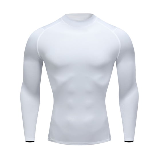 WBQ Men's Compression Shirts Long Sleeve Athletic T Shirt Workout Cool Dry Running Tops Gym Undershirts Baselayers