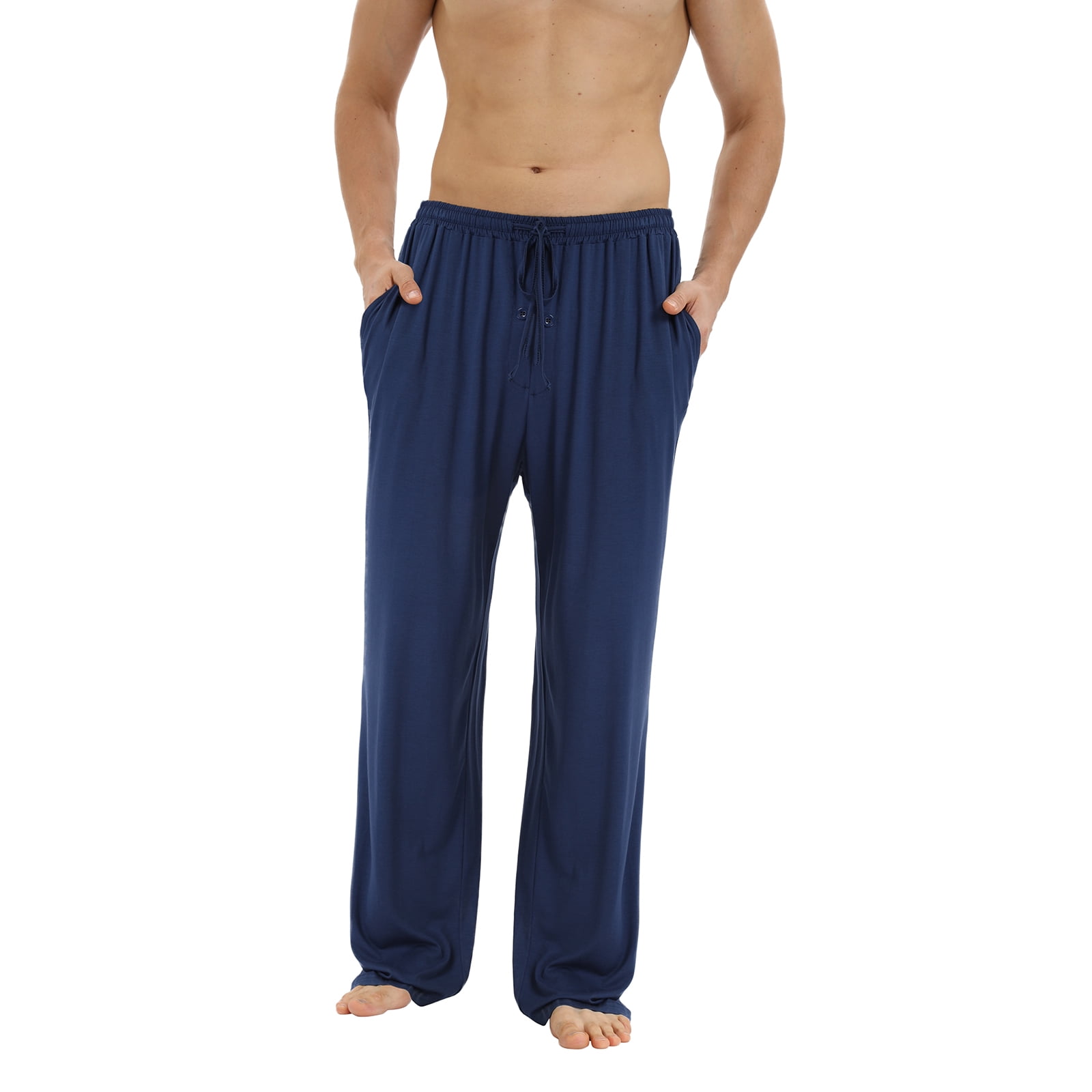 WBQ Men's Pajama Pants Pockets Modal PJ Pajama Bottoms Sleepwear Homewear  Lounge Pants 
