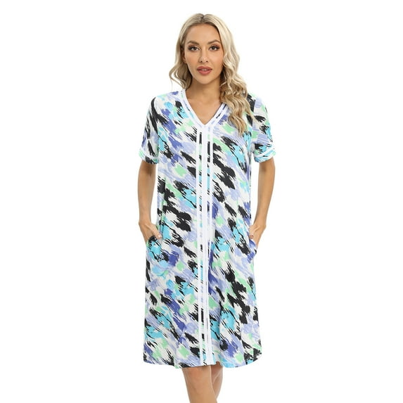 WBQ Nightgown Long Women's Long Sleeve Sleepwear Full Length Nightshirt Soft Sleep Gowns Purple 2XL