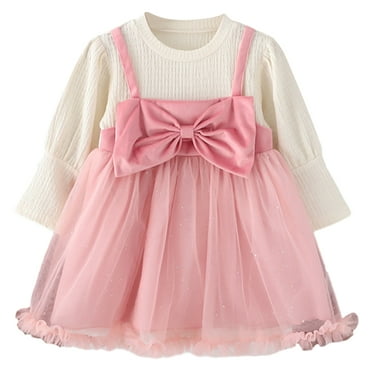 WBQ Princess Baby Girl Dress Ruffled Long Sleeve Dress