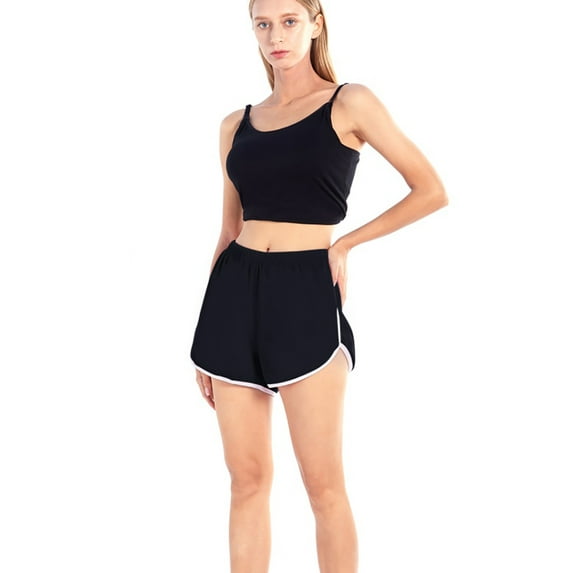 WBQ S-3Xl Summer Shorts Running Shorts Womens Plus Size Casual Shorts Pajamas Lounge Hot Pants Elastic Waistband Yoga Pants,Black