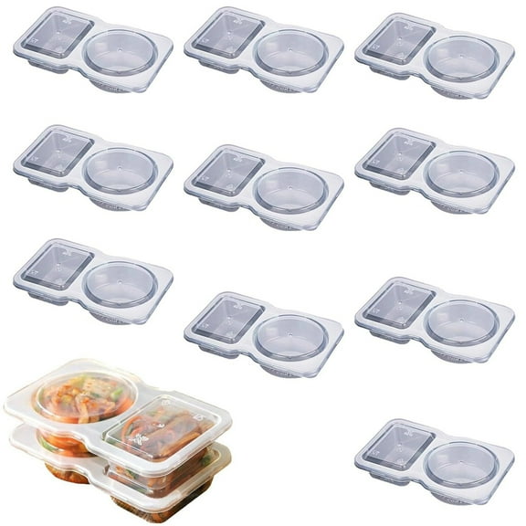 WBQ Sauce Cups with Lids 5/10/15/20Pcs, 2 Compartment Condiment Containers with Lids, 2.05oz+2.39 oz, Plastic Portion Cups for Meal Prep, Salad Dressing, Jellos Shot Cups, Souffle Cups