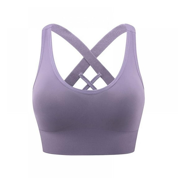 WBQ Sports Bra for Women, Criss-Cross Back Padded Strappy Sports Bras Fitness Yoga Bra with Removable Cups