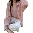 thumbnail image 1 of WBQ Summer Sunscreen Chiffon Shirt, Thin Loose Long Sleeve UV Shirts for Women, 1 of 4