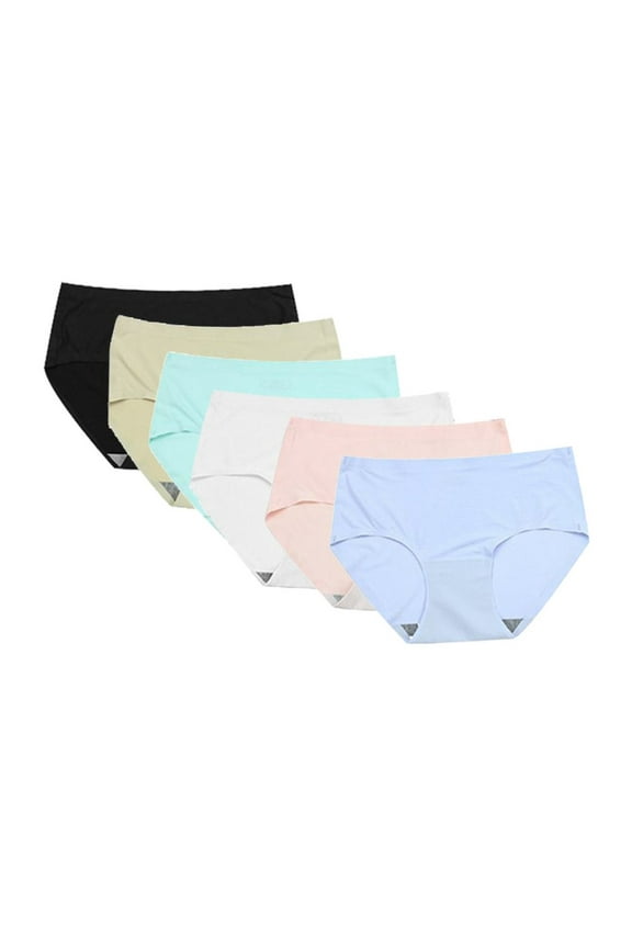 Teen Girls Seamless Underwear 6 Pack Full Coverage No Show Panties Big Girl Soft Stretchy Briefs S-2XL