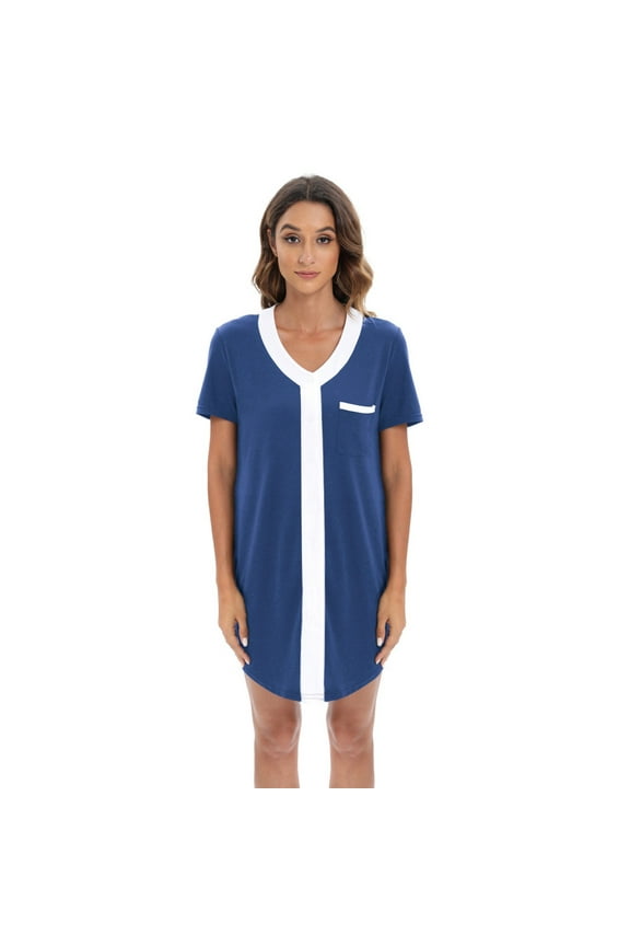 Women Maternity Nursing Gown Short Sleeve Nightgown Sleepshirt Breastfeeding Sleepwear 3 in 1 Labor / Delivery / Nursing Hospital Gown S-2XL
