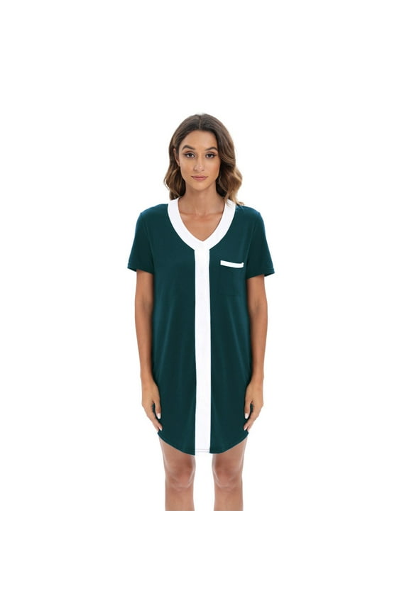 WBQ Women Maternity Nursing Gown Short Sleeve Nightgown Sleepshirt Breastfeeding Sleepwear 3 in 1 Labor / Delivery / Nursing Hospital Gown S-2XL