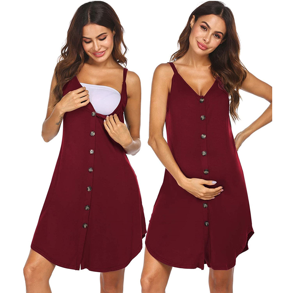WBQ Women Nightgown 3 in 1 Labor / Delivery / Nursing Hospital Gown Maternity Tank Dress