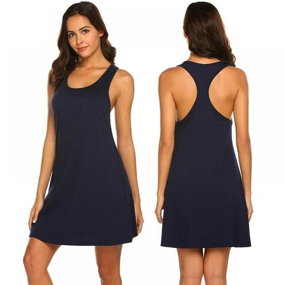 WBQ Women Nightgown Sleeveless Racerback Sleepwear Tank Chemise Loose Comfy Sleepshirt Night Dress Loungewear, S-XXL