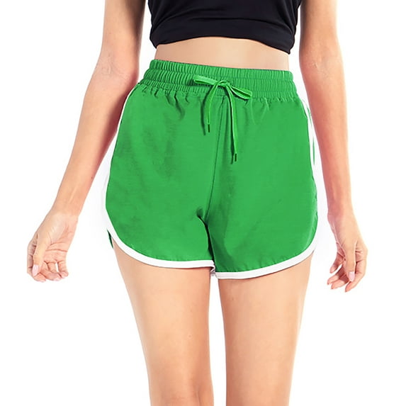 WBQ Women Running Short,Elastic High Waistband with Drawstring Casual Gym Shorts for Workout Yoga Fitness Sports Shorts Athletic Shorts Plain Lounge Short Pants,Short Sweatpants,S-4XL Green