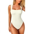 thumbnail image 1 of WBQ Women's Bodysuits Sexy Ribbed Strappy Square Neck Sleeveless Tummy Control Tank Tops Bodysuits, 1 of 6