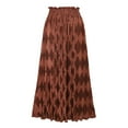 thumbnail image 1 of WBQ Women's Boho Elastic Waist Argyle Print Pleated Midi Skirt Brown Tag L/US 10, 1 of 11