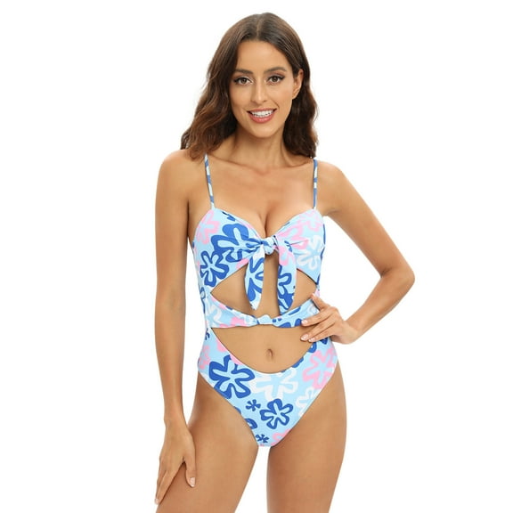 WBQ Women's Cutout Lace Up High Cut One Piece Swimsuit Monokini