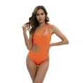 thumbnail image 1 of WBQ Women's Cutout One Piece Swimsuit One Shoulder Swimwear Lace Up Monokini Bathing Suits, 1 of 8