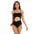 thumbnail image 1 of WBQ Women's High Cut One Piece Swimsuit Tie Side Bathing Suit Sexy Cutout Monokini Black S-2XL, 1 of 8