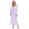 thumbnail image 1 of WBQ Women's Lace Nightdress Long Sleeve Victorian Nightgown Sleepwear Pajama L Purple, 1 of 7