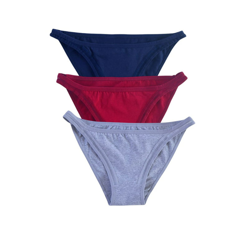 WBQ Women's Low-Rise String Bikinis Panties Breathable Soft Stretch Straps  Bikini Briefs 3 Pack