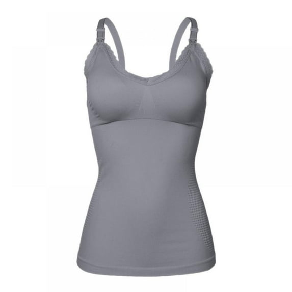WBQ Women's Maternity Nursing Tank Tops with Built in Bra for Breastfeeding Camisole Shirt