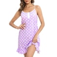 thumbnail image 1 of WBQ Women's Nightgown Sleeveless Polka Dot Sleepshirts Button Loungewear House Dress Soft Comfy Nightshirt Henley Nightdress, Purple M, 1 of 9