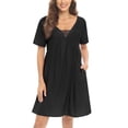thumbnail image 1 of WBQ Women's Nightgowns Short Sleeve Sleepwear Lace Stitching V-neck Night Shirts Sexy Short Sleeve Solid Night Dress, 1 of 7