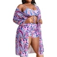thumbnail image 1 of WBQ Women's Plus Size 3 Piece Bathing Suits Floral Print Swimsuit Drawstring Bikini Shorts with Kimono Cover Up, 1 of 6