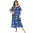 thumbnail image 1 of WBQ Women's Plus Size Nightgown Short Sleeve Casual House Dress Vintage Square Neck Floral Printed Long Sleepshirt Oversized Housecoat, XL-5XL, 1 of 6