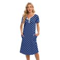 thumbnail image 1 of WBQ Women's Short Sleeve Polka Dot Nightgown With Pockets Round Neck Button Down Tee Nightshirt Loose Casual Nightdress Over Knee Length House Lounge Dress, S-2XL, 1 of 6