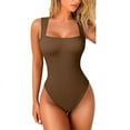 thumbnail image 1 of WBQ Women’s  Sleeveless Square Neck Bodysuit Tank Tops,Sexy Solid Color Ribbed Bodysuits, 1 of 5