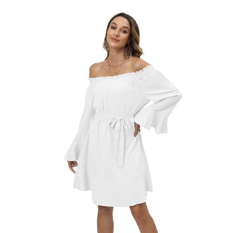 slim fit dress slacks Bell Sleeve V-Neck Chiffon Fit and Flare Wedding Dress main image 0