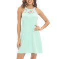 thumbnail image 1 of WBQ Women's Summer Solid Color Sleeveless Halter Neck Beach Party Dress Green S-3XL, 1 of 9