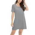 thumbnail image 1 of WBQ Women's Super Soft Modal Nightgown Sleepwear with Built in Bra Short Sleeve Round Neck Nightshirt Soft Cozy Padded Nightdress Lounge Dress, Removable Pads, S-2XL, 1 of 9