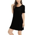 thumbnail image 1 of WBQ Women's Super Soft Modal Nightgown Sleepwear with Built in Bra Short Sleeve Round Neck Nightshirt Soft Cozy Padded Nightdress Lounge Dress, Removable Pads, S-2XL, 1 of 8