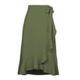 thumbnail image 1 of WBQ Women's Tie Waist Ruffle Wrap Fishtail Hem High Waist Long Maxi Skirt, 1 of 5