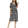 thumbnail image 1 of WBQ Women's Zipper Front House Coat Plaid House Dresss Short Sleeves Robe Zip up Bathrobes Loose Casual Nightgown Christmas Plaid Housecoat with Pockets, S-2XL, 1 of 6