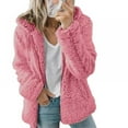 thumbnail image 1 of WBQ Womens 2022 Winter Fuzzy Fleece Jacket Hooded Solid Color Cardigan Coats Outerwear with Pockets Pink Tag 5XL/US 20, 1 of 5