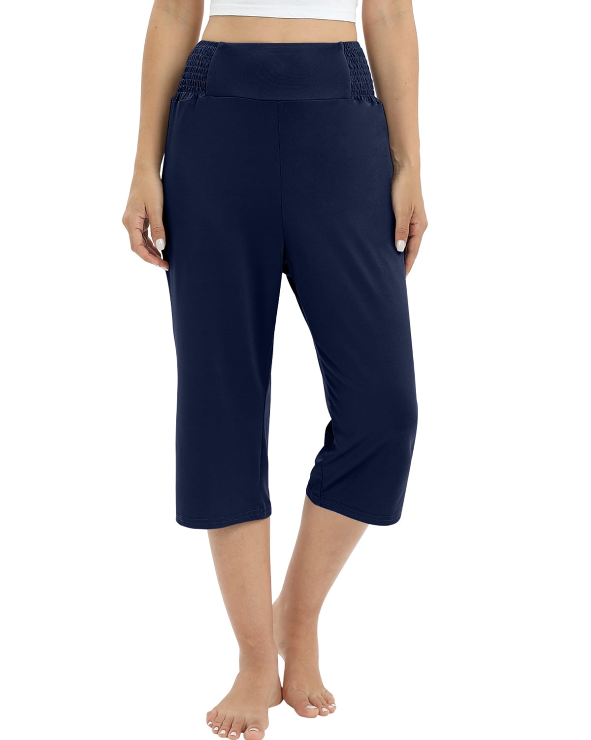 WBQ Womens Capri Yoga Pants Loose Comfy Lounge Pajamas Workout Athletic